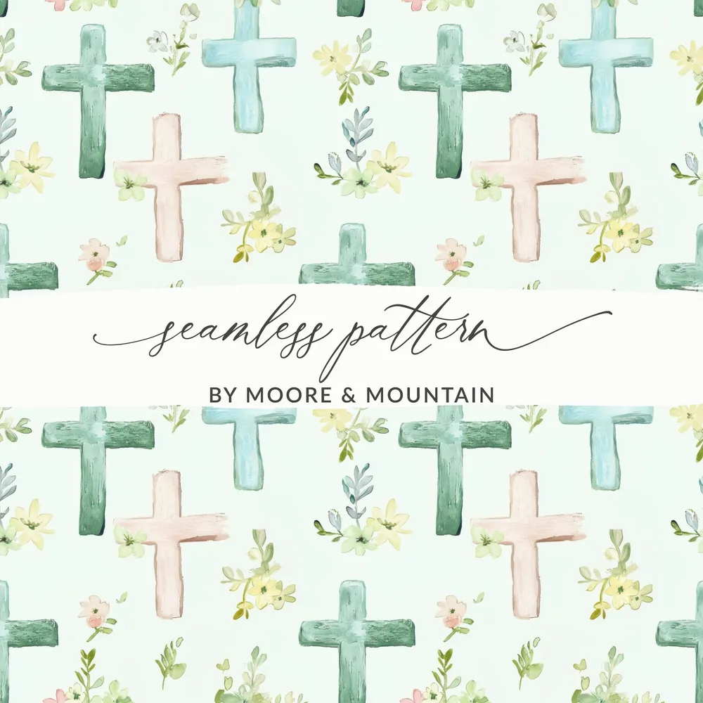 Seamless Pattern Crosses and Flowers Design