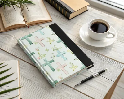 Cross-Filled Floral Pattern Hardcover Journal Notebook