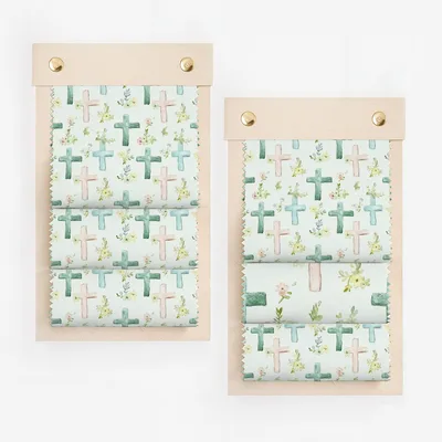 Pastel Cross and Floral Pattern Fabric product