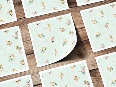 Floral Cross Pattern Design on Light Blue Background Decor