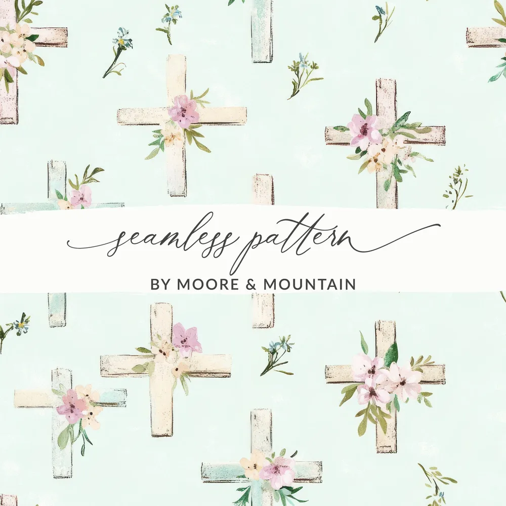Floral Cross Seamless Pattern by Moore & Mountain