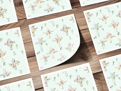 Floral Cross Patterned Light Green Decorative Paper