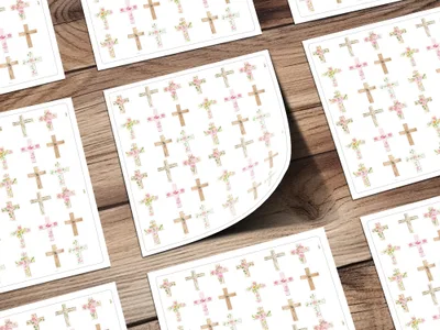Beautiful Floral Cross Sticker Sheet for DIY Crafts