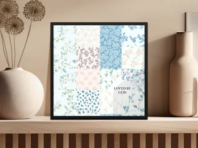 Loved by God Floral Themed Framed Wall Art Decor