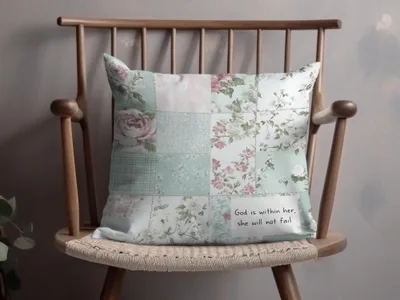 Floral Patchwork Design Cushions with Inspirational Quote