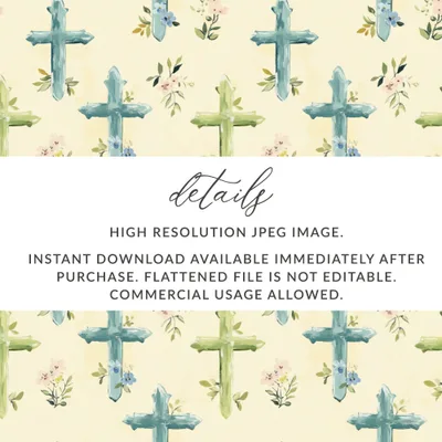 High Resolution Cross Floral Digital Download File