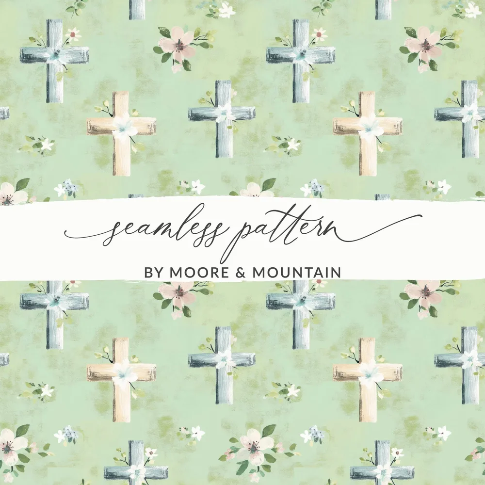 Elegant Cross and Floral Design Seamless Pattern