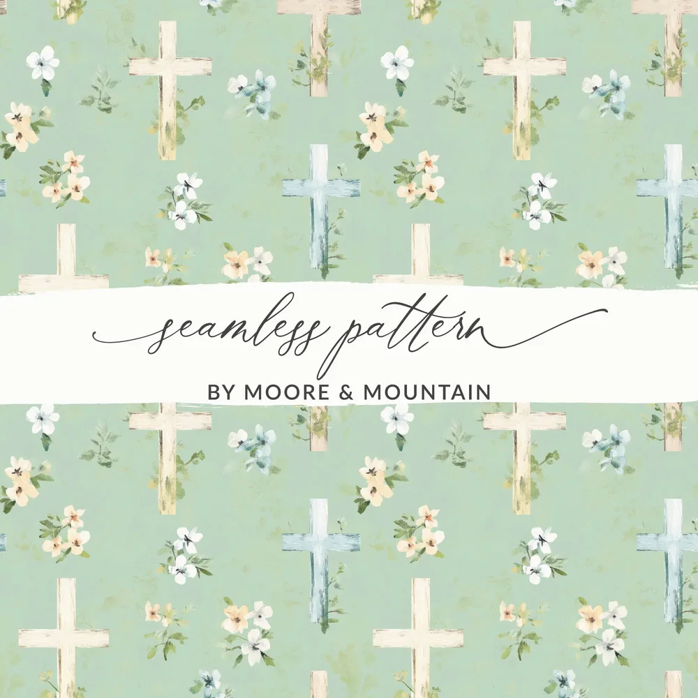 Seamless Pattern Cross and Floral Design by Moore & Mountain