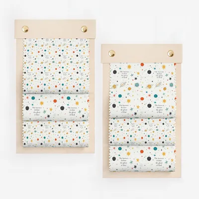 Colorful Stars and Planets Patterned Fabric Print