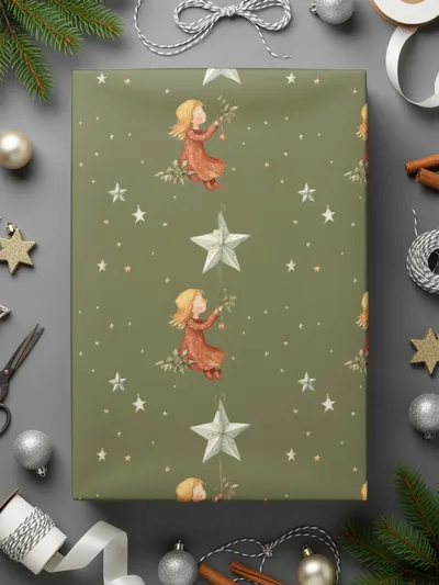 Christmas Angel Digital Paper, Seamless Pattern, Holiday Print, Stars Design, Festive Scrapbook Paper, Digital Download, JPEG File - Moore and Mountain