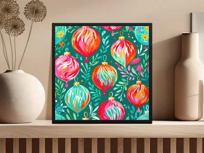 Christmas Baubles Digital Paper, Seamless Pattern, Festive Holiday Design, Ornament Print, Scrapbooking Paper, Digital Download - Moore and Mountain