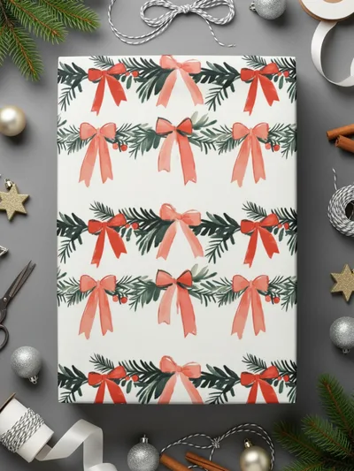 Christmas Bow Digital Paper, Holiday Seamless Pattern, Festive Xmas Print, Scrapbook Paper, Fabric Design, JPEG Files - Moore and Mountain