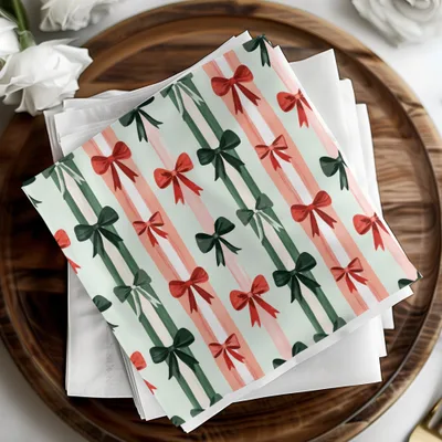 Christmas Bows Digital Paper, Red Green White Striped Pattern, Holiday Gift Wrap, Scrapbook Paper, Printable Background, Digital Download - Moore and Mountain