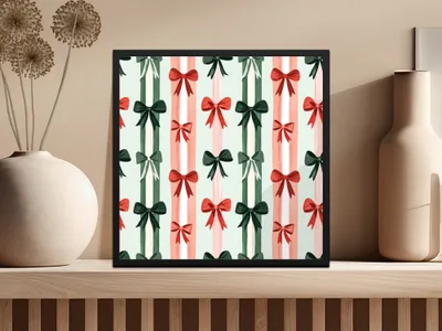 Christmas Bows Digital Paper, Red Green White Striped Pattern, Holiday Gift Wrap, Scrapbook Paper, Printable Background, Digital Download - Moore and Mountain