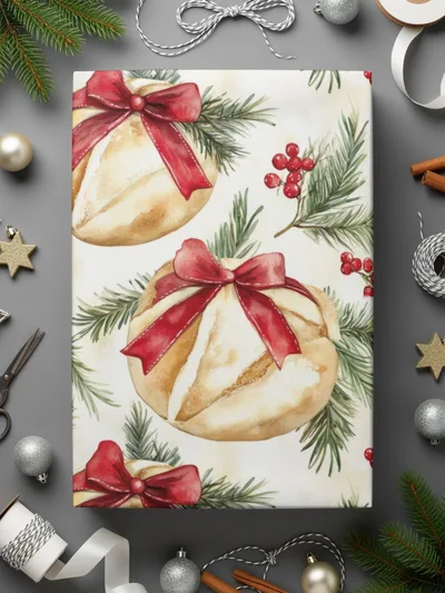 Christmas Bread Digital Paper, Holiday Baking Seamless Pattern, Winter Berries Background, Festive Repeat for Fabric and Crafts - Moore and Mountain
