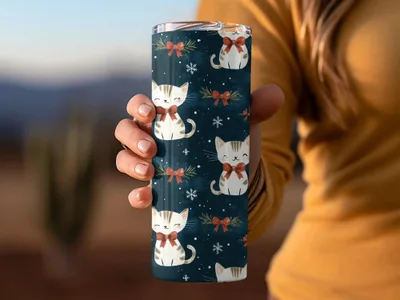 Christmas Cat Seamless Pattern Digital Paper, Cute Holiday Kitty Print for Fabric, Festive Pet Design, Christmas Animal, Gift Wrap, Crafts - Moore and Mountain