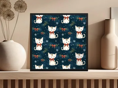 Christmas Cat Seamless Pattern Digital Paper, Cute Holiday Kitty Print for Fabric, Festive Pet Design, Christmas Animal, Gift Wrap, Crafts - Moore and Mountain