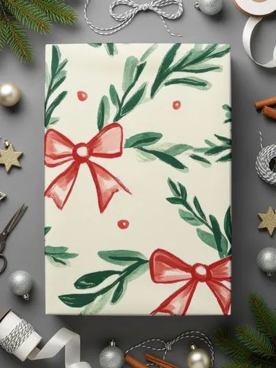 Christmas Digital Paper, Bow Seamless Pattern, Holiday JPEG, Scrapbook Paper, Festive Background, Christmas Design, Digital Download - Moore and Mountain