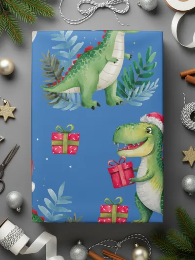 Christmas Dinosaur Digital Paper, Green Red Dino Seamless Pattern, Holiday Animal Print, Kids Fabric Design, Festive Digital Download - Moore and Mountain