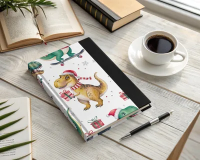 Christmas Dinosaur Digital Paper, Pattern for Boys, Winter Animal Print, Holiday Cute T Rex Background, Gift Wrap - Moore and Mountain