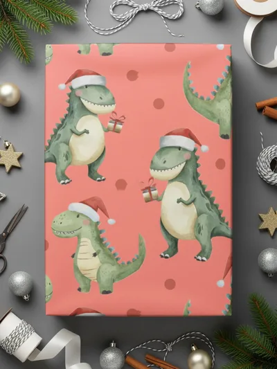 Christmas Dinosaur Seamless Pattern Digital, Holiday Dino Pattern, Festive Repeat Pattern, Cute Dinosaur Art, Christmas Fabric Design - Moore and Mountain