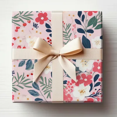 Floral Gift Box with Cream Ribbon for Special Occasions