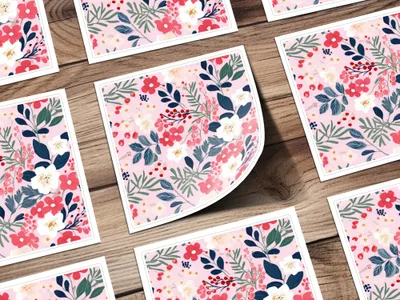 Colorful Floral Patterned Decorative Cardstock Sheets