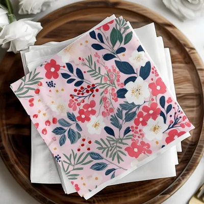 Floral Pink and Red Pattern Napkin Set