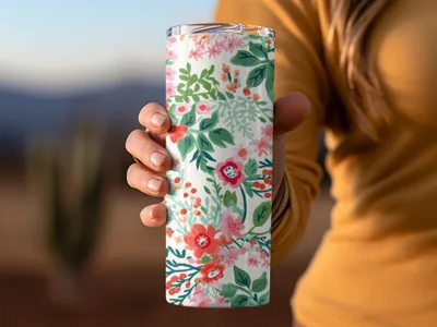 Floral Print Insulated Tumbler for Hot and Cold Drinks