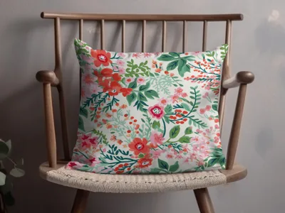 Colorful Floral Pattern Throw Pillow with Modern Design