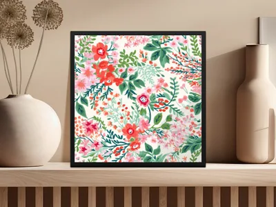Vibrant Floral Pattern Art Print for Home Decor