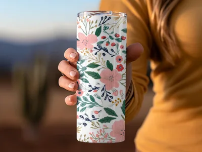 Floral Pattern Insulated Tumbler for Hot and Cold Drinks