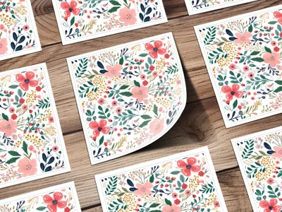 Beautiful Floral Pattern with Red and Pink Flowers Prints