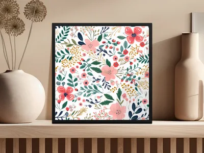 Colorful Floral Print Wall Art Spring Garden Decor