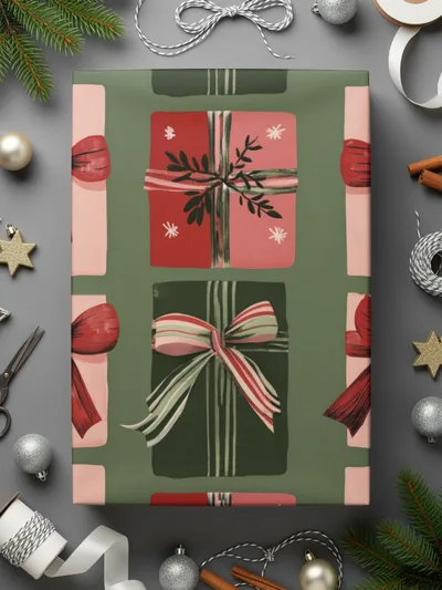 Christmas Gift Digital Paper, Red, Green, Pink Presents Pattern, Holiday Digital Download, Seamless Wrapping Paper, Winter Scrapbook Paper - Moore and Mountain