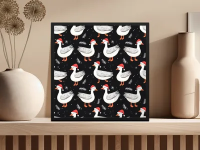 Christmas Goose Digital Paper, Holiday Goose Pattern, Winter Animal Seamless Pattern, Festive Goose JPEG Files, Digital Product - Moore and Mountain