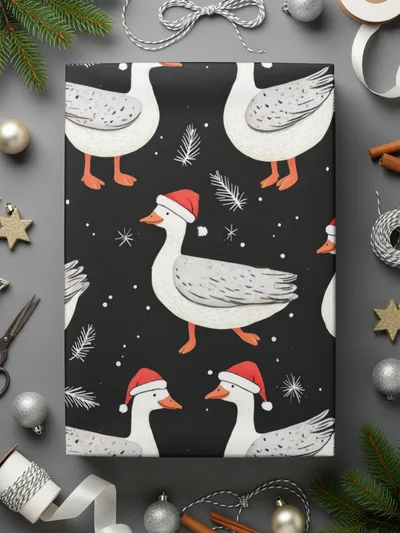 Christmas Goose Digital Paper, Holiday Goose Pattern, Winter Animal Seamless Pattern, Festive Goose JPEG Files, Digital Product - Moore and Mountain
