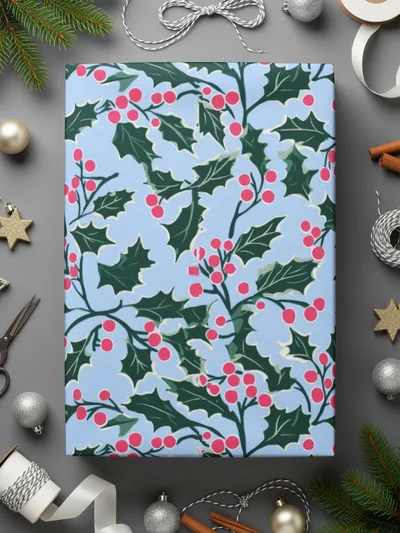 Christmas Holly Digital Paper, Seamless Holiday Pattern, Festive Winter Background, Scrapbook Paper, Digital Download, Fabric Design - Moore and Mountain