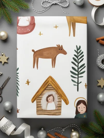 Christmas Nativity Scene Seamless Pattern Cute Watercolor Pattern Design Digital - Moore and Mountain