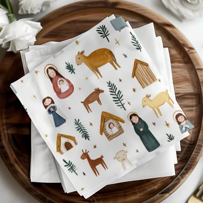 Christmas Nativity Scene Seamless Pattern Cute Watercolor Pattern Design Digital - Moore and Mountain