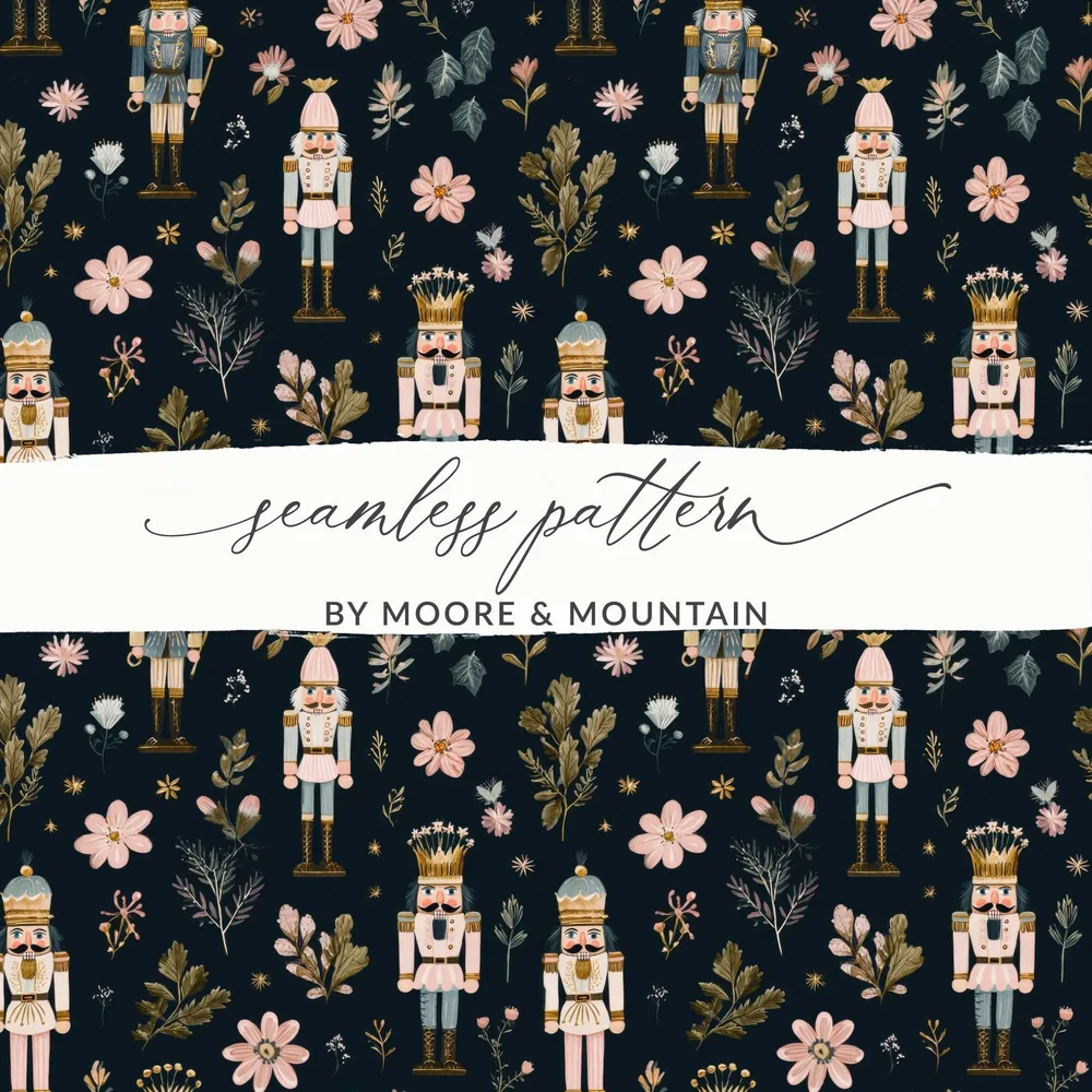 Christmas Nutcracker Soldiers with Flowers and Leaves Digital - Moore and Mountain