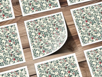 Christmas Ornament Digital Paper, Holiday Digital Pattern, Festive Seamless Design, Winter Berries, Printable Texture, Digital Scrapbooking - Moore and Mountain