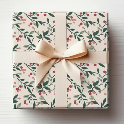Elegant Floral Gift Box with Cream Ribbon Packaging
