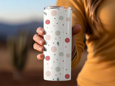 Polka Dot Pattern Insulated Travel Tumbler with Lid