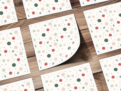 Festive Holiday Dots and Pine Leaves Design Paper Sheets