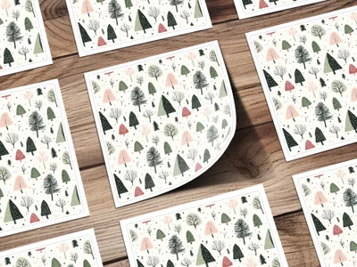 Cute Winter Trees and Snowflakes Pattern Sticker