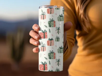 Festive Gift Box Patterned Insulated Drink Tumbler