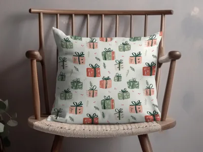Festive Gift Box Themed Decorative Throw Pillow
