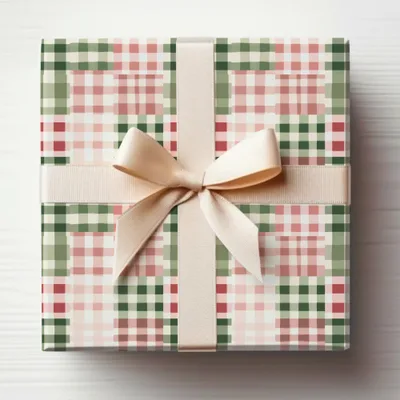 Elegant Plaid Gift Wrap with Bow for Special Occasions