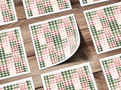 Checkered Plaid Pattern Sticker Set for Decor and Crafts